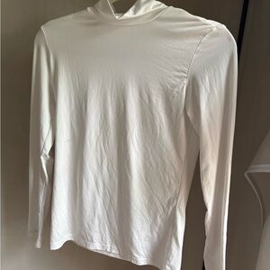 White Long Sleeve Tee with High Neck